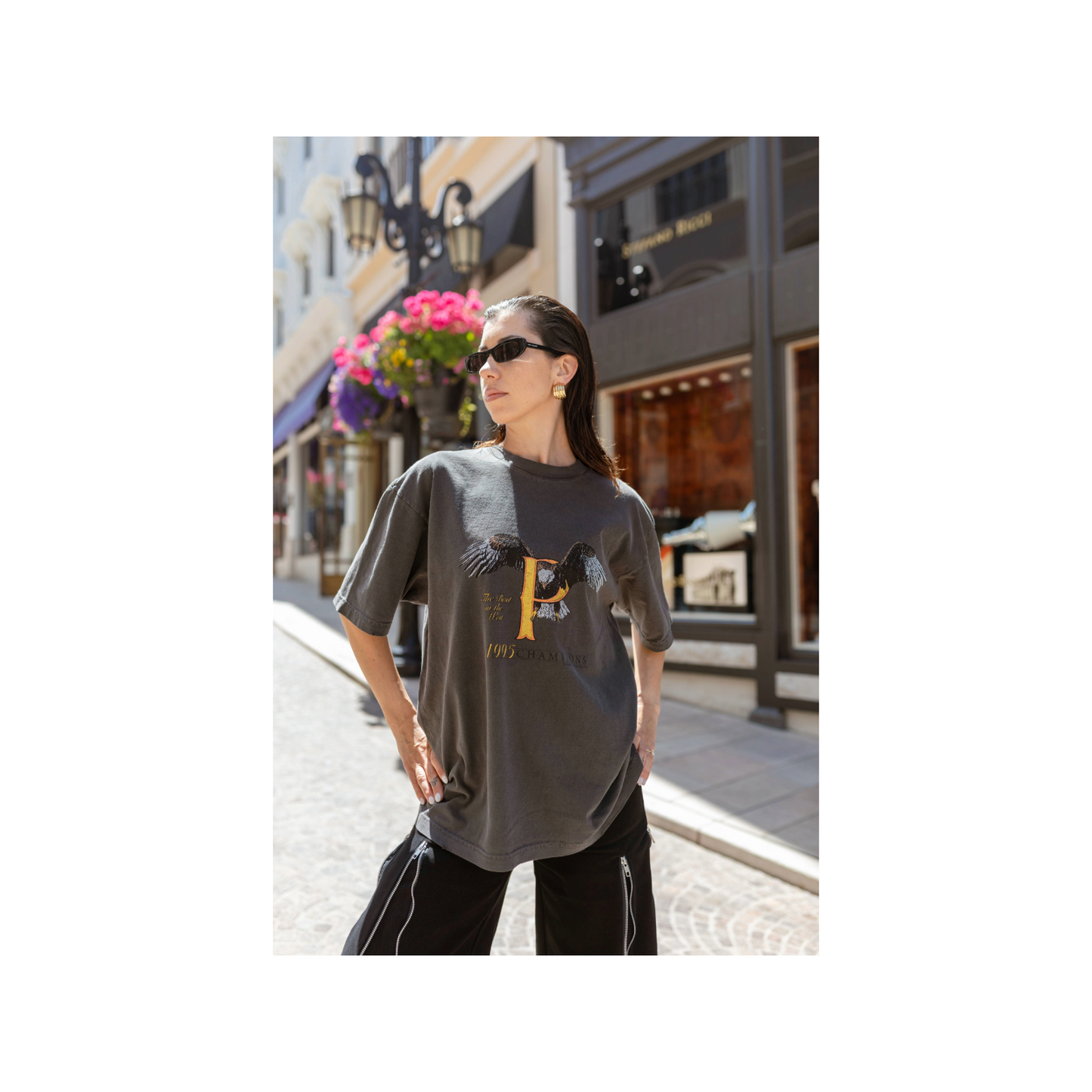 VINTAGE EAGLE TEE / VIN BLK PGMT
